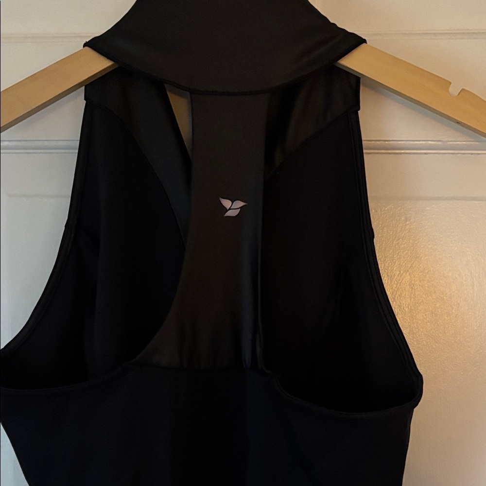 Sleeveless Racerback Black Mini Golf Dress with Button Placket - Picture 7 of 8